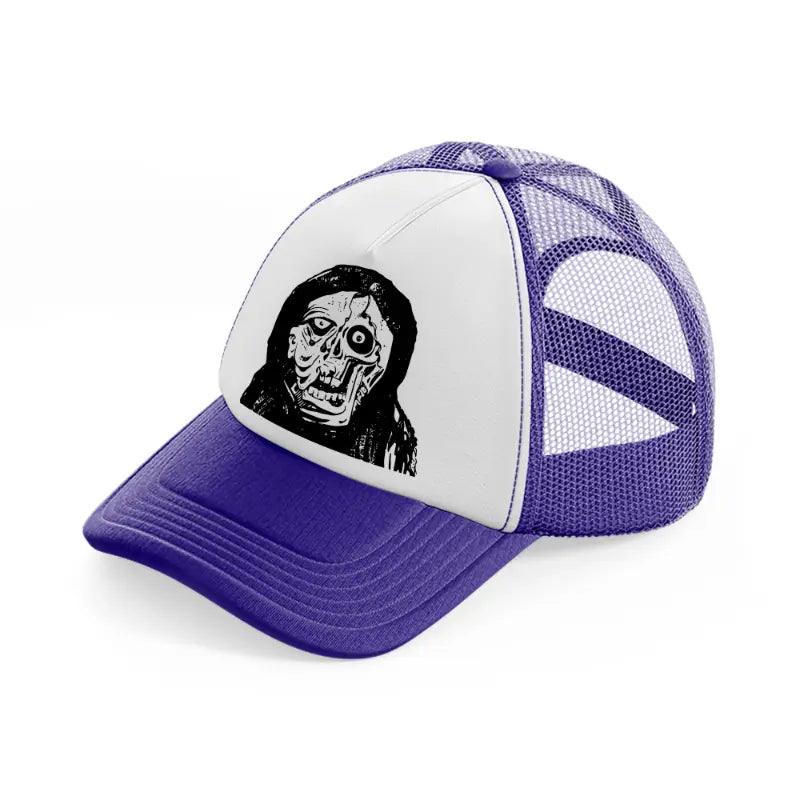 skull face-purple-trucker-hat