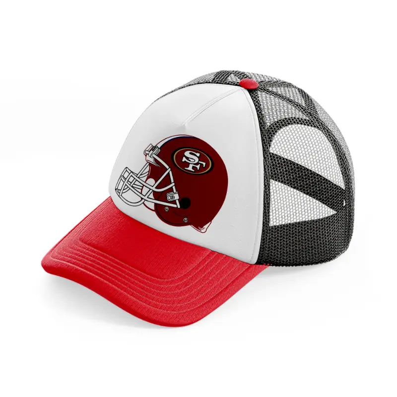 49ers red helmet-red-and-black-trucker-hat