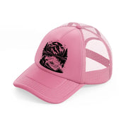 mountain fishing in tranquil lake-pink-trucker-hat