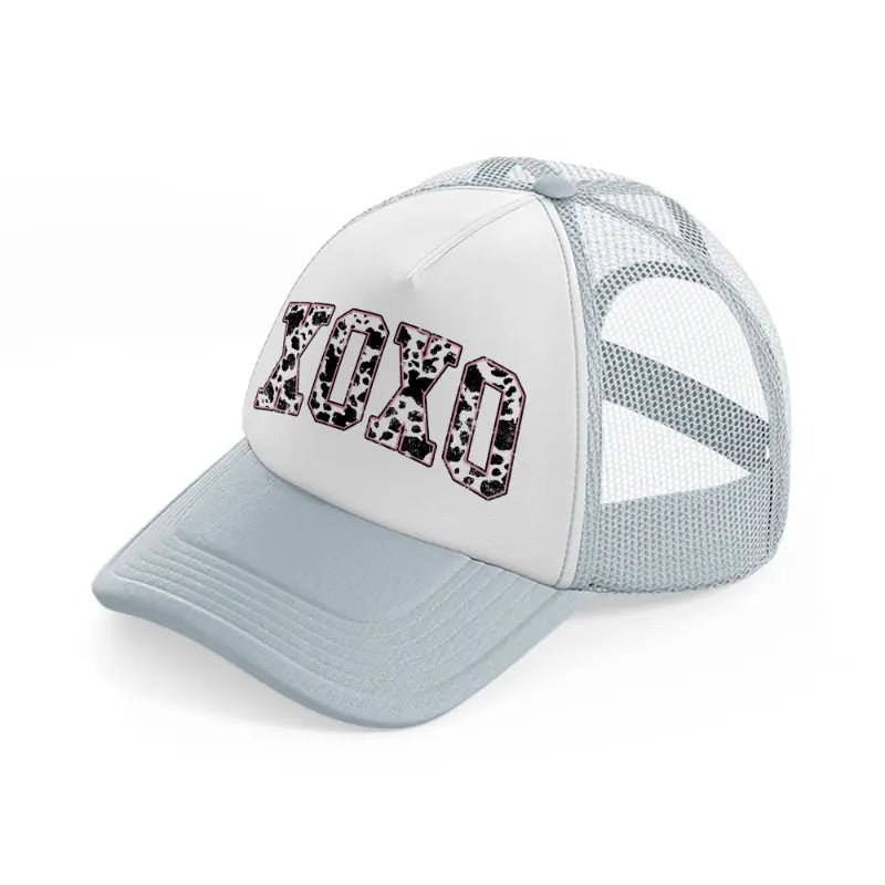 xoxo cow print-grey-trucker-hat