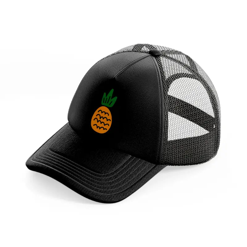 pineapple doodle-black-trucker-hat