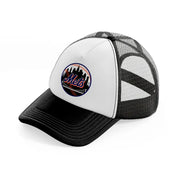 new york mets black badge-black-and-white-trucker-hat