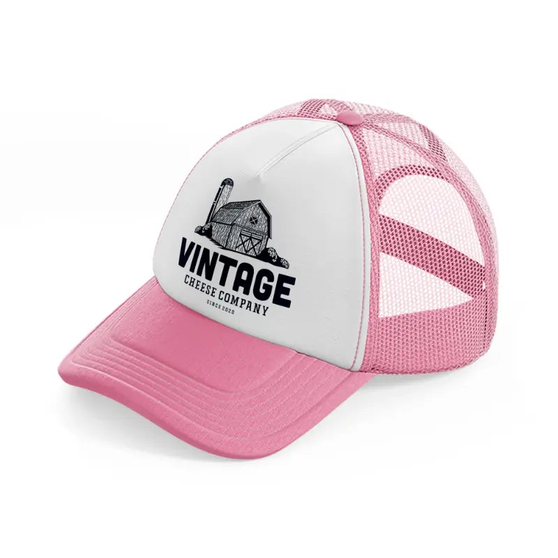 vintage cheese company pink and white trucker hat