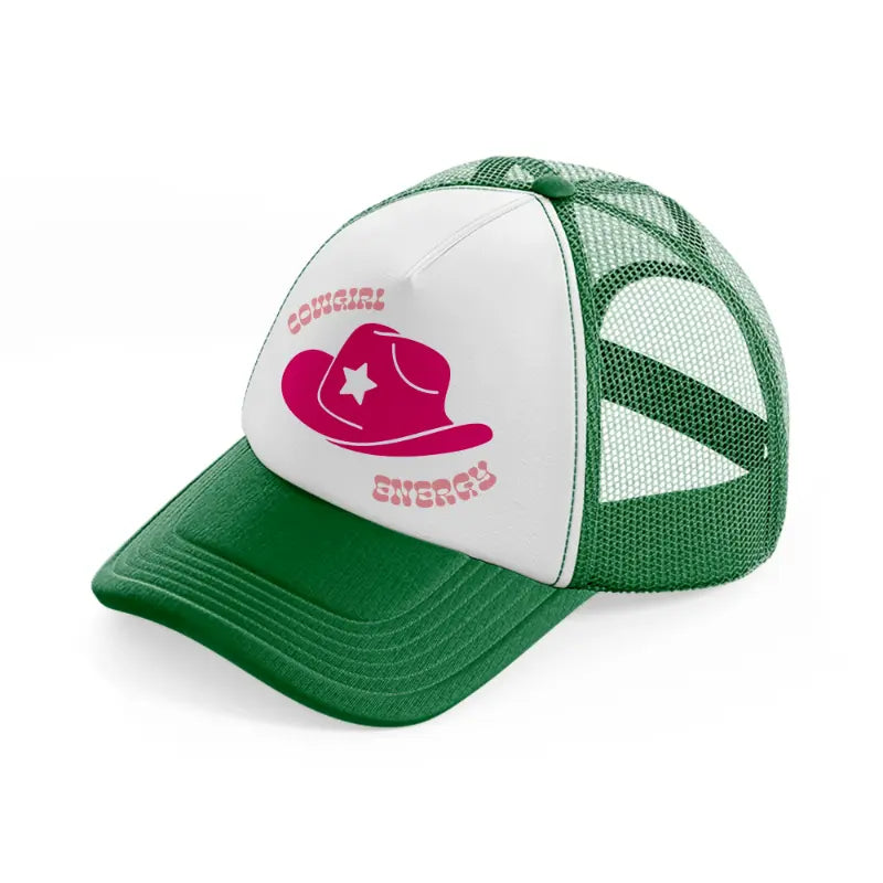 cowgirl energy-green-and-white-trucker-hat
