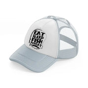 eat sleep fish repeat grey trucker hat