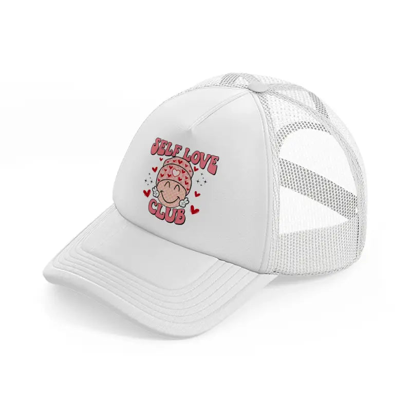 self love club white trucker hat