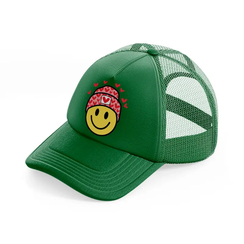 design heart smiley face-green-trucker-hat