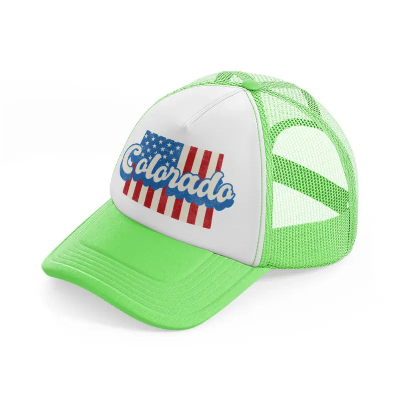 colorado flag-lime-green-trucker-hat