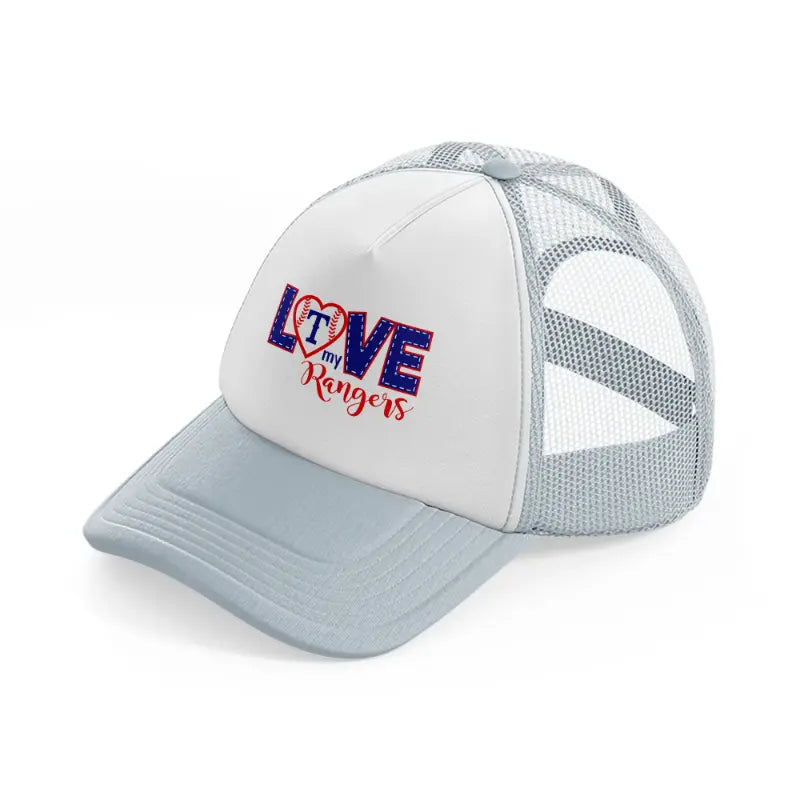 love my t rangers-grey-trucker-hat