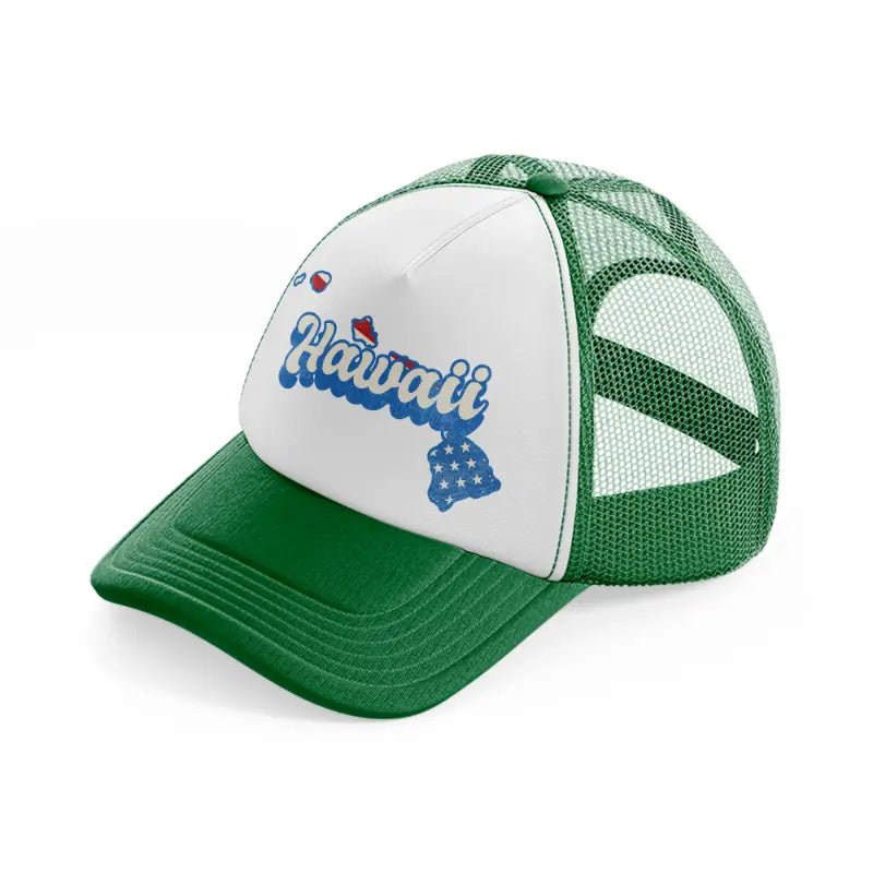 hawaii flag-green-and-white-trucker-hat