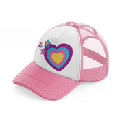 hearts logo colors-pink-and-white-trucker-hat