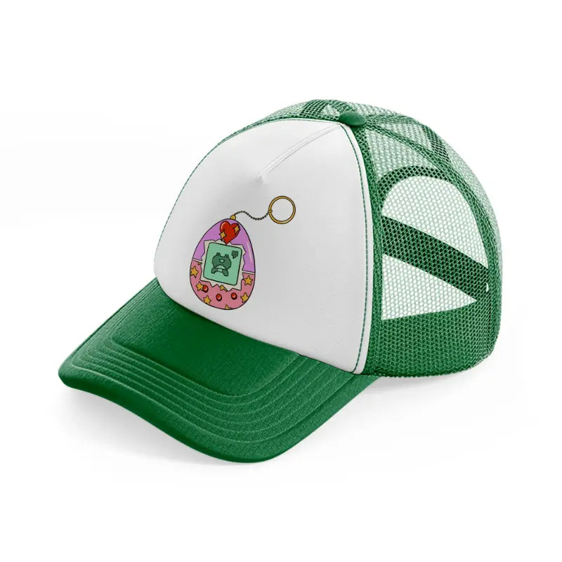 egg keychain-green-and-white-trucker-hat