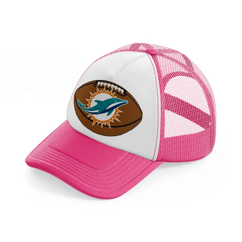 miami dolphins ball-neon-pink-trucker-hat