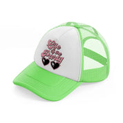 life of the party heart sunglasses lime green trucker hat