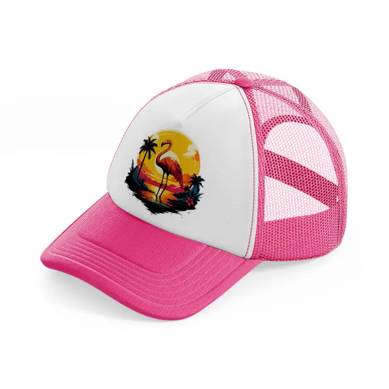 flamingo neon pink trucker hat