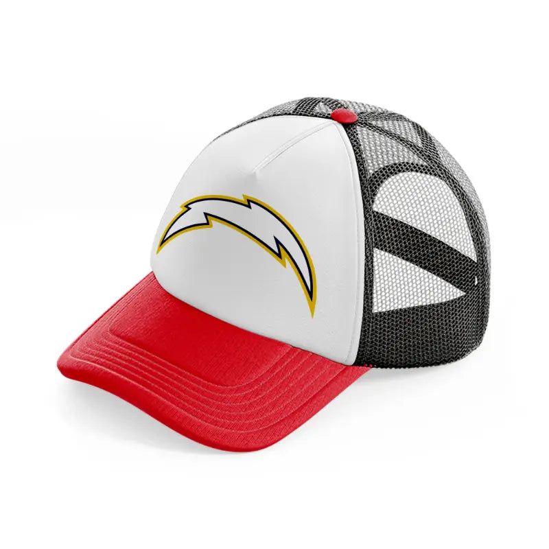 los angeles chargers shape red and black trucker hat