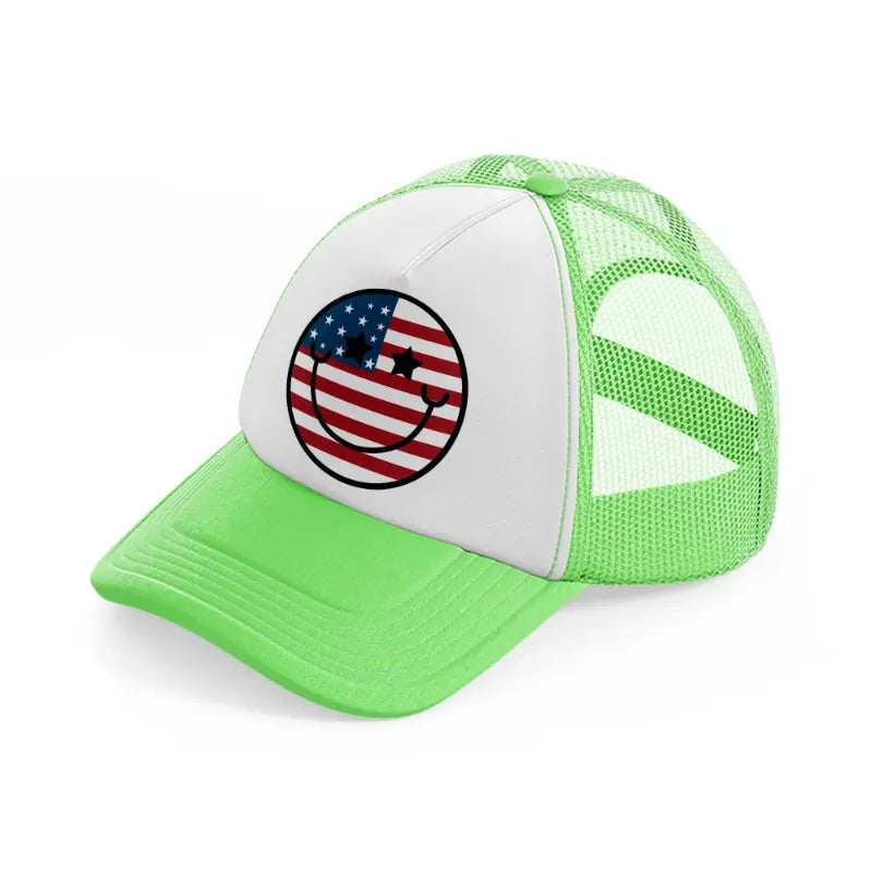 usa smiley-lime-green-trucker-hat