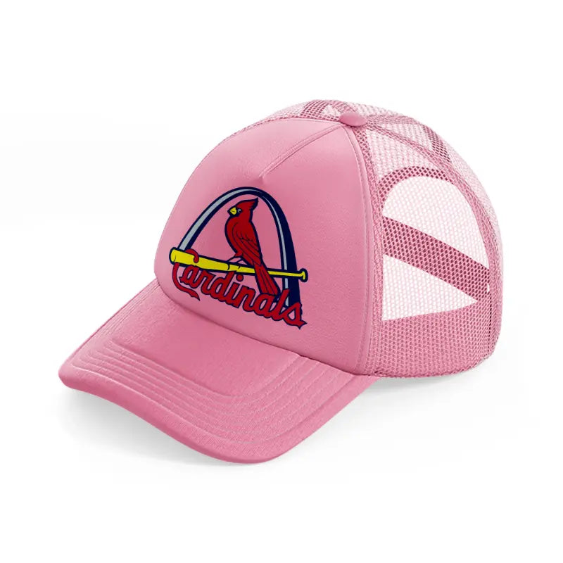 cardinals bird logo-pink-trucker-hat