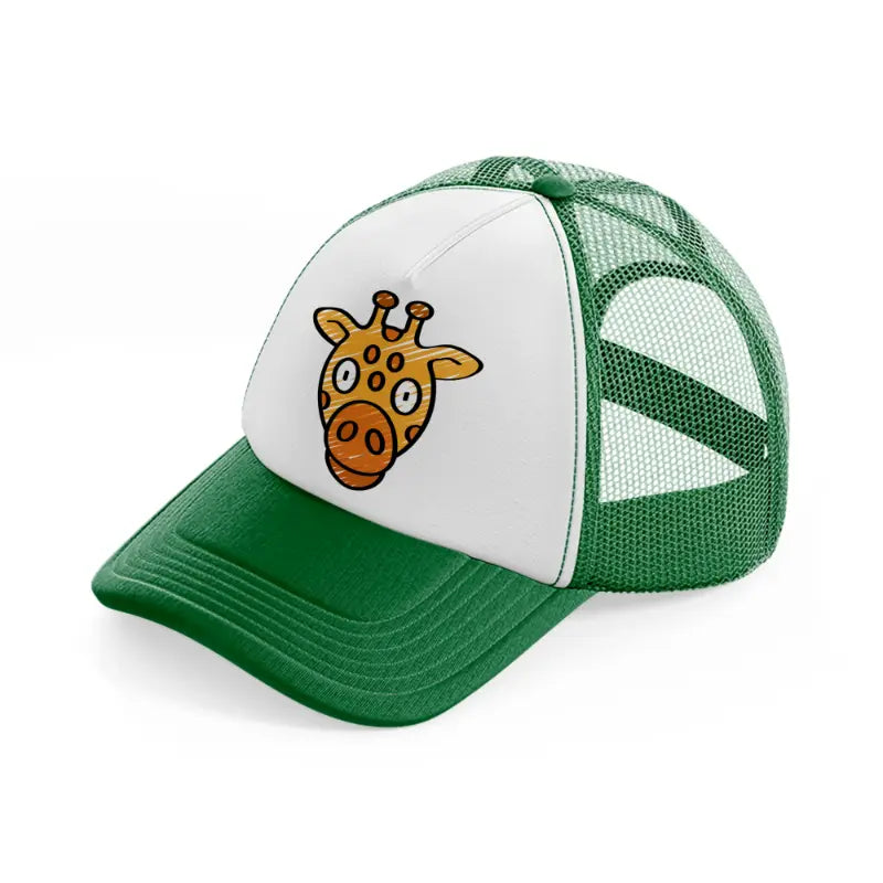 028 giraffe green and white trucker hat