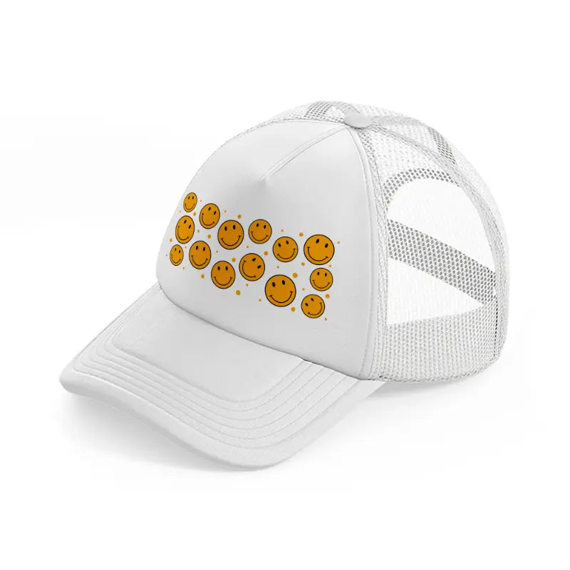 yellow smilies-white-trucker-hat