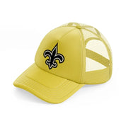 new orleans saints black emblem-gold-trucker-hat