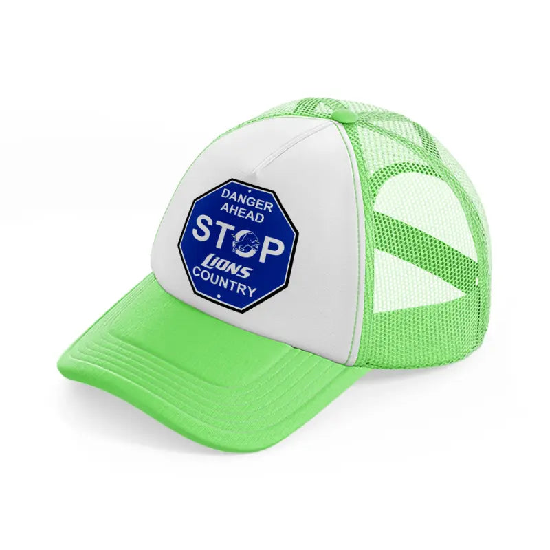 danger ahead lions country-lime-green-trucker-hat