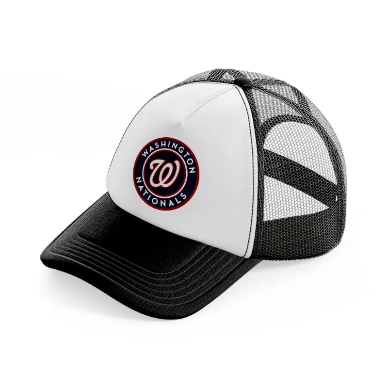 washington nationals white badge-black-and-white-trucker-hat