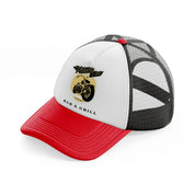 harley club 24 hours bar & grill-red-and-black-trucker-hat