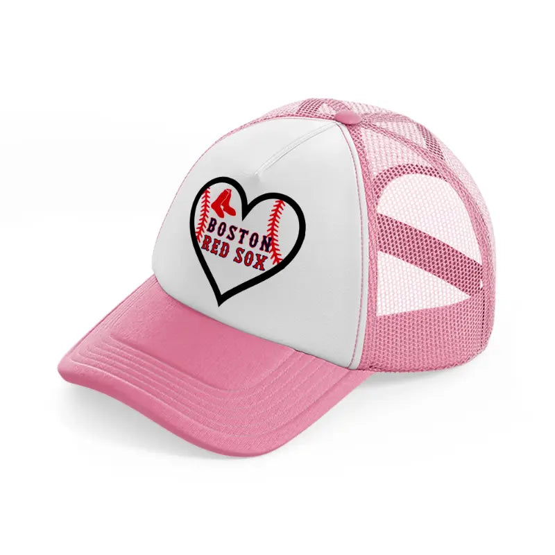 boston red sox supporter pink and white trucker hat