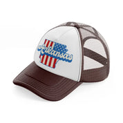 arkansas flag brown trucker hat