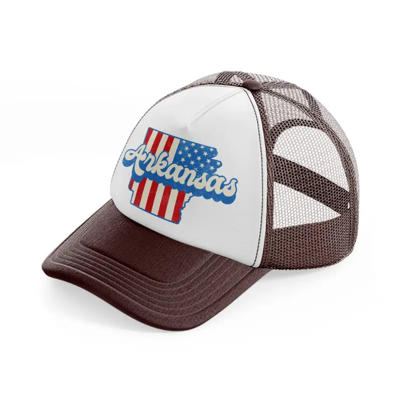 arkansas flag-brown-trucker-hat