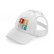 golf pose white trucker hat