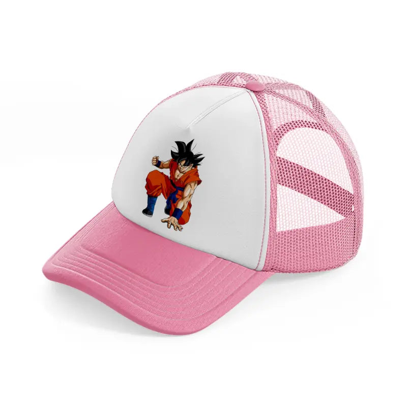 goku character pink and white trucker hat