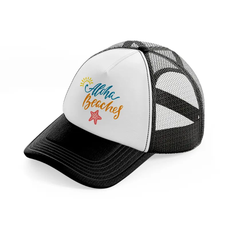 aloha beaches black and white trucker hat