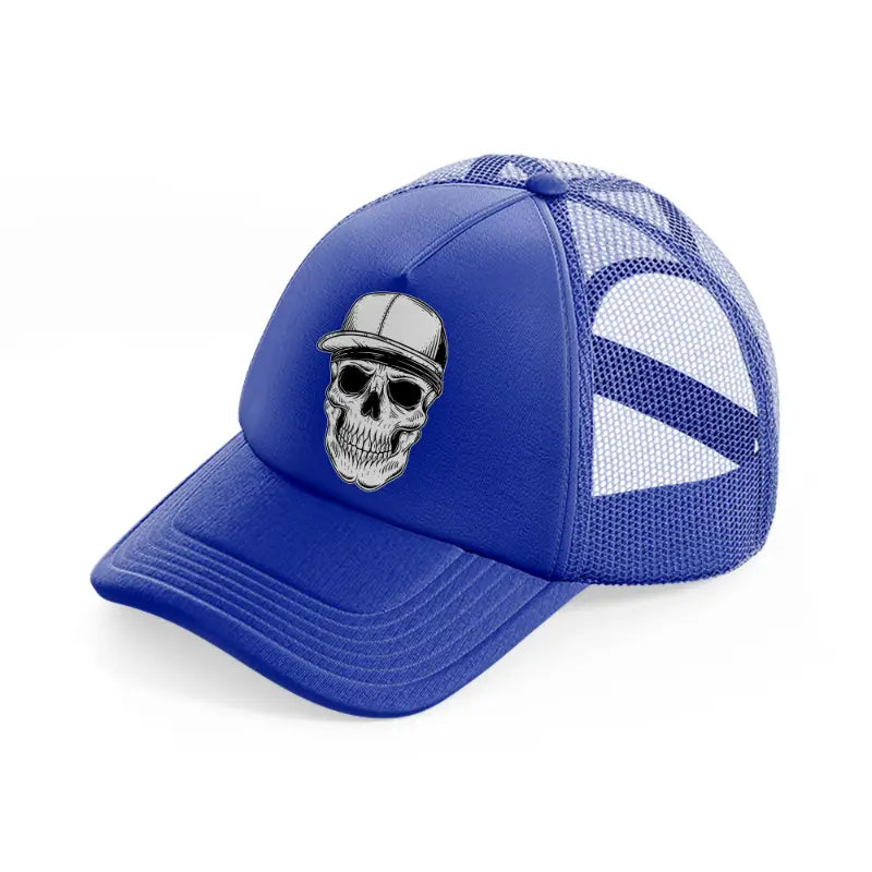 skull gangster with cap-blue-trucker-hat