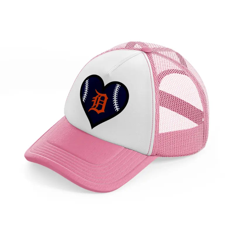 detroit tigers lover-pink-and-white-trucker-hat