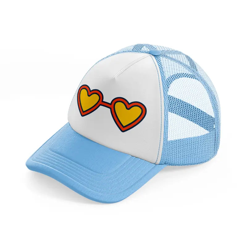 sunglasses sky blue trucker hat