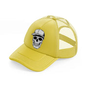 skull gangster with cap-gold-trucker-hat