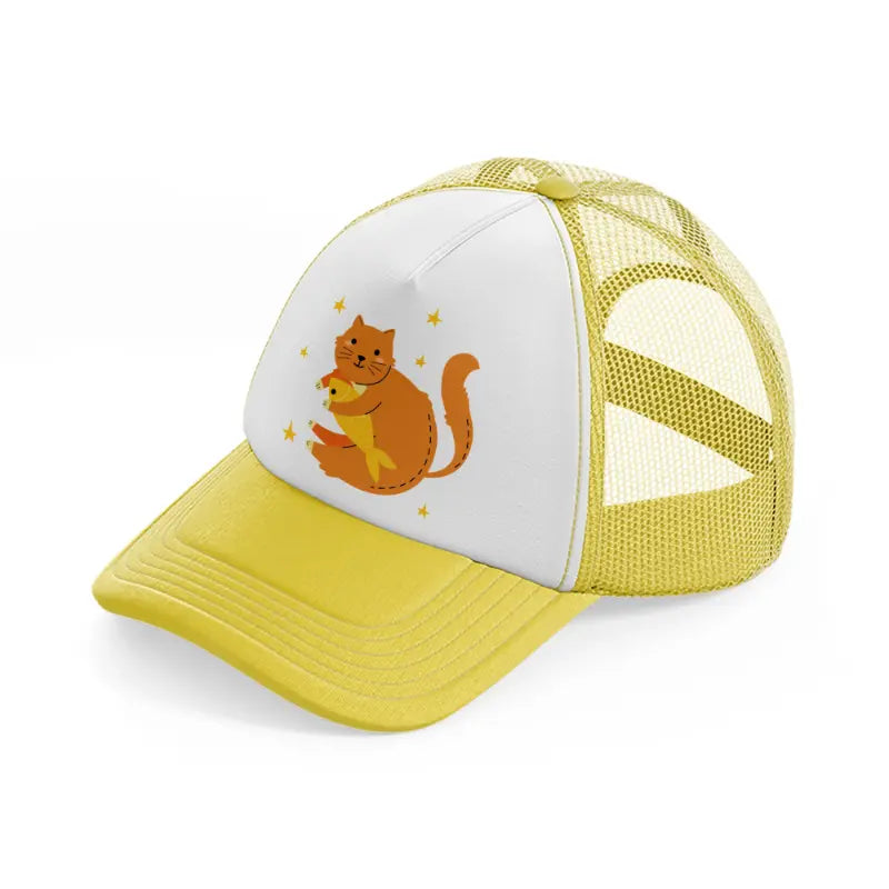 010 fish yellow trucker hat