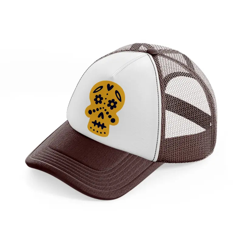 mexico suger skull-brown-trucker-hat