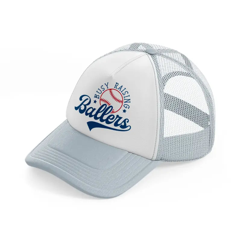 busy raising ballers sticker grey trucker hat