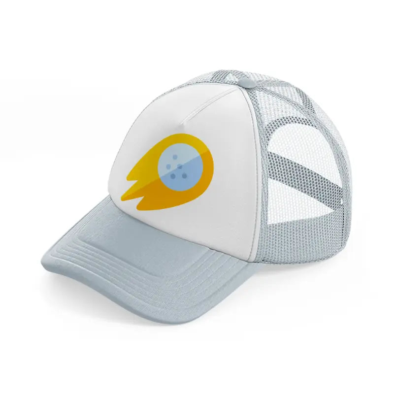 golden golf ball grey trucker hat