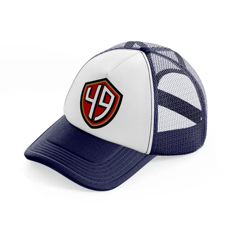 49ers emblem-navy-blue-and-white-trucker-hat