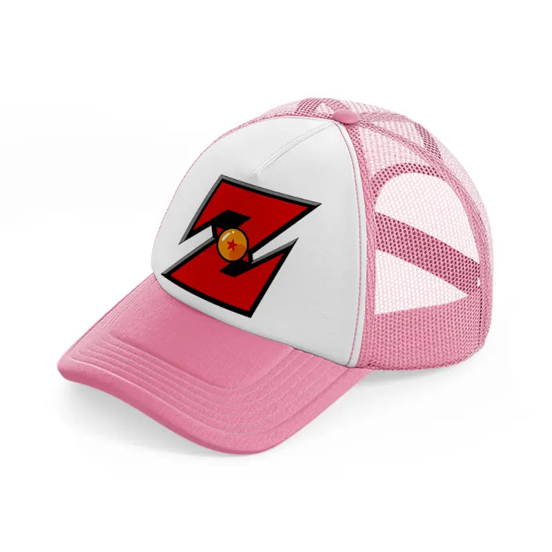 dragonball emblem-pink-and-white-trucker-hat