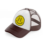 yellow happy face-brown-trucker-hat