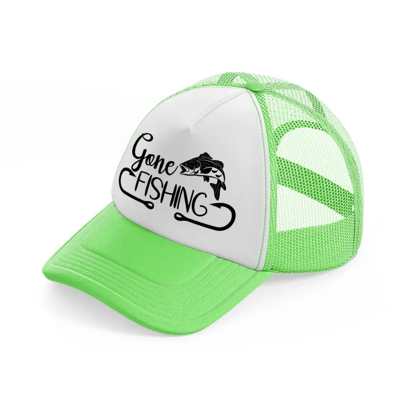 gone fishing hooks-lime-green-trucker-hat