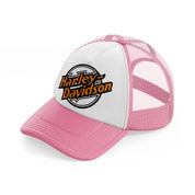 harley davidson retro pink and white trucker hat