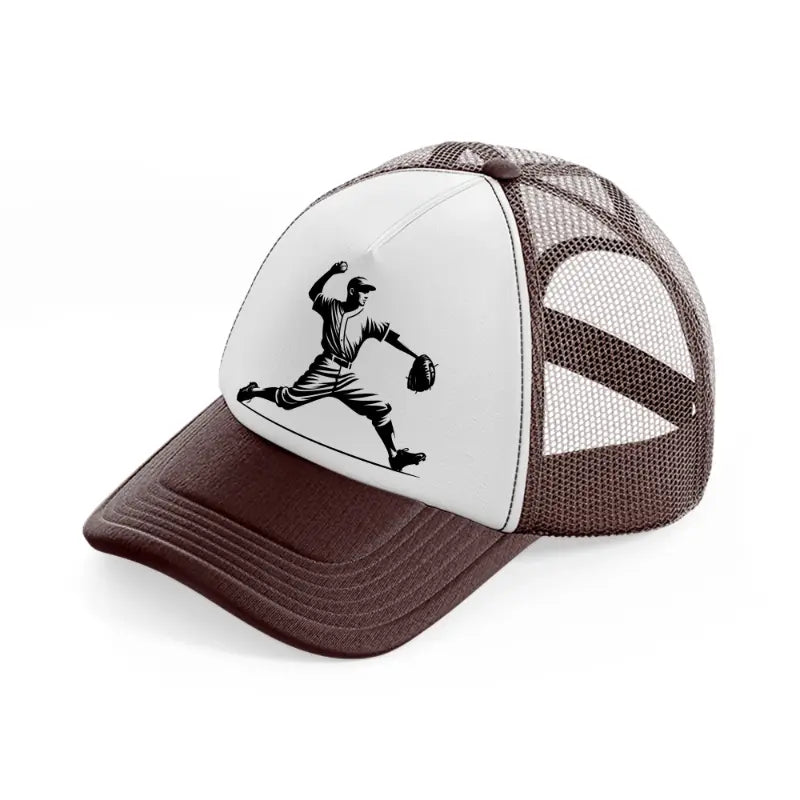 baseball throwing-brown-trucker-hat