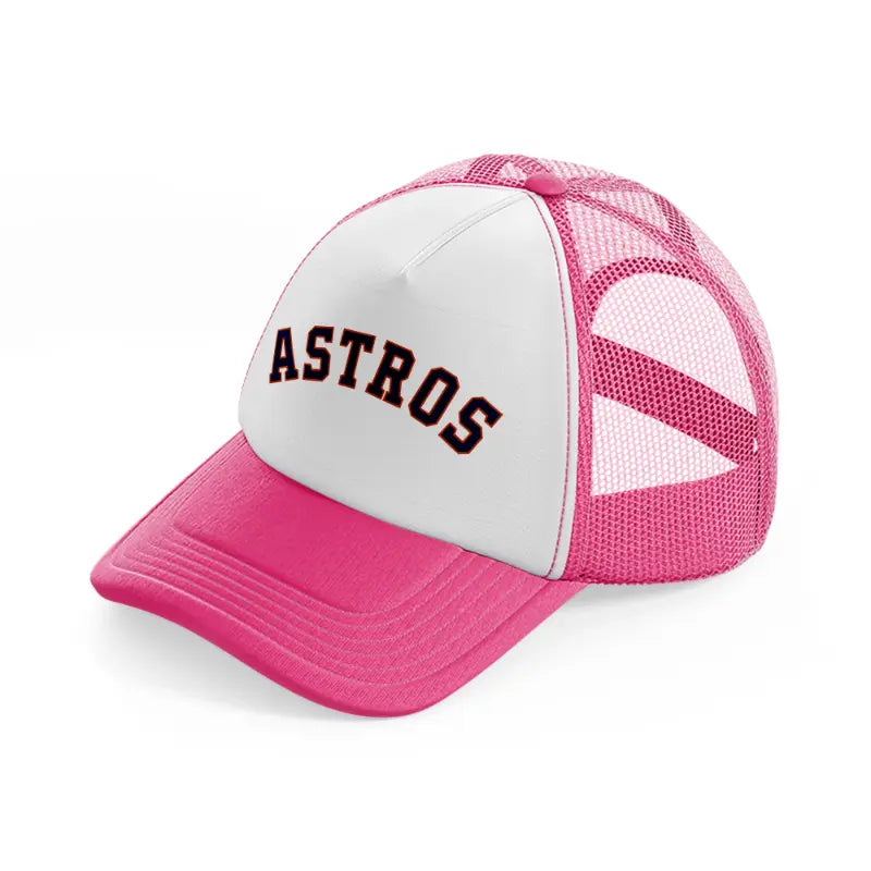 astros text-neon-pink-trucker-hat