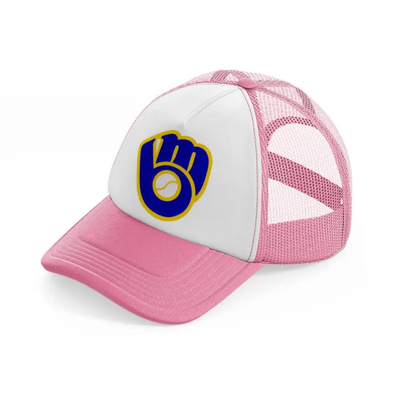 milwaukee brewers logo-pink-and-white-trucker-hat